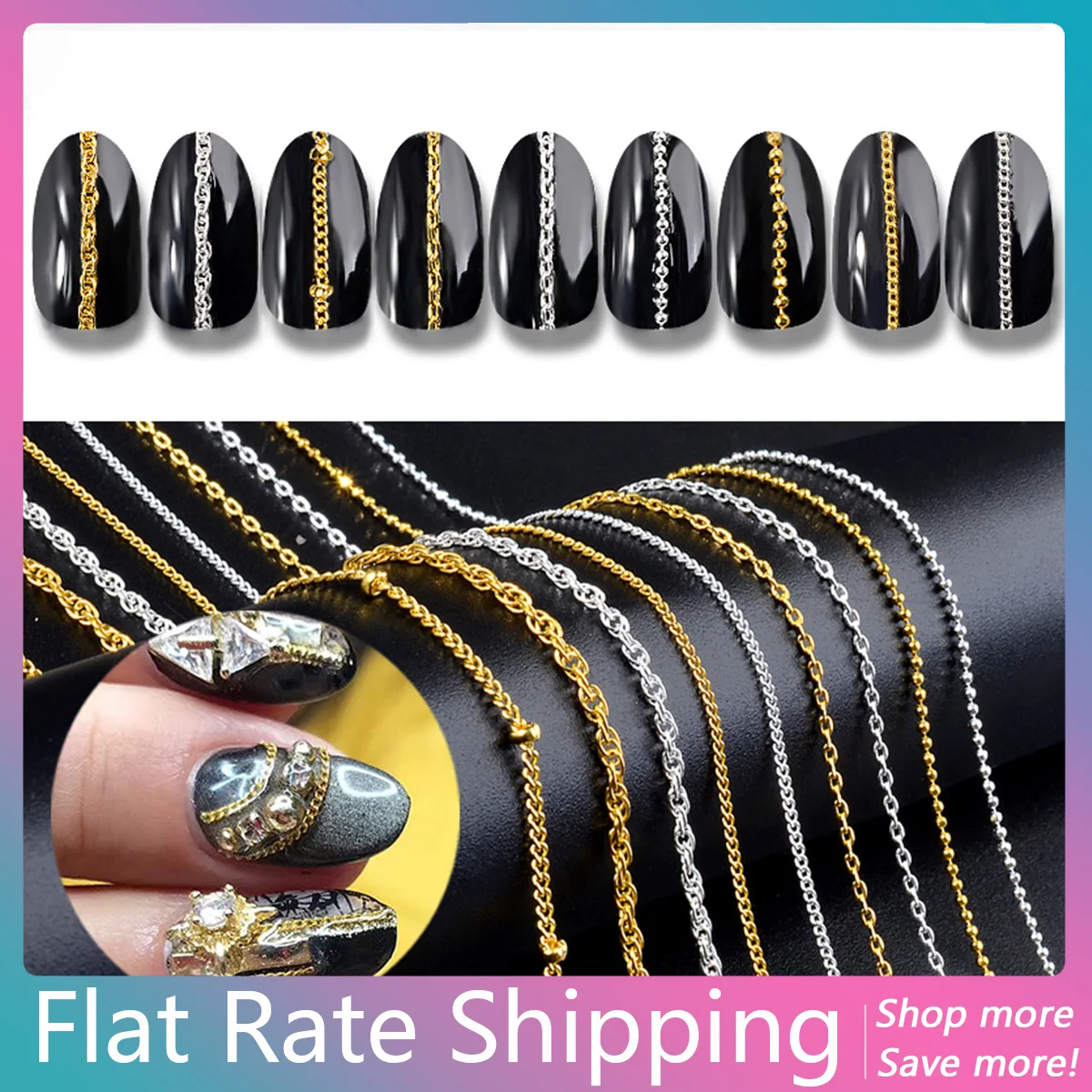 Gold Silver Metal Chains Punk Cross 3d Nail Art Decorations Charm Jewelry Making Findings DIY Accessories Manicure Tools 9 Types
Gold Silver Metal Chains Punk Cross 3d Nail Art Decorations Charm Jewelry Making Findings DIY Accessories Manicure Tools 9 Types