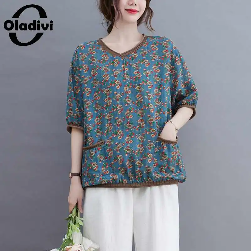 Oladivi Oversized Women Clothing Fashion Print Cotton Linen Pockets Blouses Ladies Casual Loose Thin Cool Shirts Summer Tops 4XL
Oladivi Oversized Women Clothing Fashion Print Cotton Linen Pockets Blouses Ladies Casual Loose Thin Cool Shirts Summer Tops 4XL