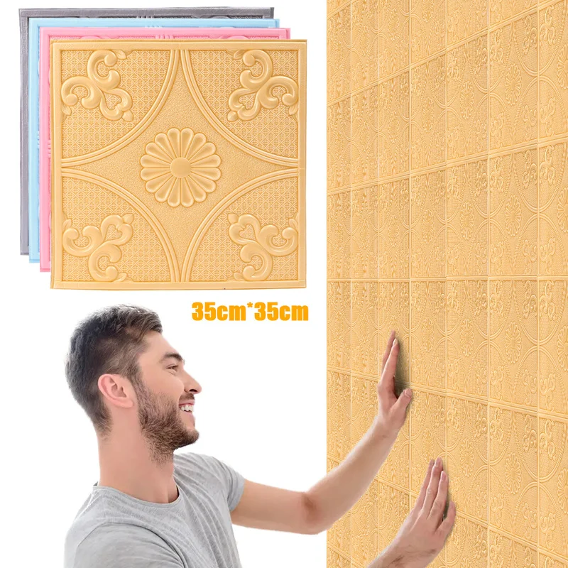 3D Wall Stickers Ceiling Panel Roof Decor Waterproof Self-Adhesive Foam Wallpaper Living Room Kitchen TV Backdrop Decor 35x35cm
3D Wall Stickers Ceiling Panel Roof Decor Waterproof Self-Adhesive Foam Wallpaper Living Room Kitchen TV Backdrop Decor 35x35cm