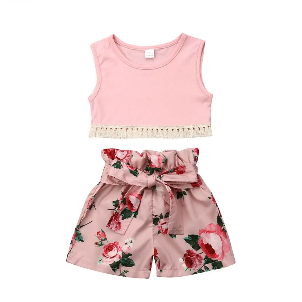 Summer Toddler Kids Baby Girls Clothes Set Tassel Vest Tops Floral Shorts Pants Outfits 2Pcs Sunsuit Children Outfits
Summer Toddler Kids Baby Girls Clothes Set Tassel Vest Tops Floral Shorts Pants Outfits 2Pcs Sunsuit Children Outfits