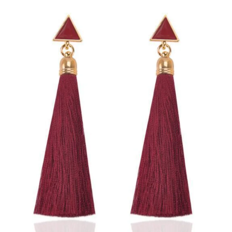 Delysia King European and American fashion bohemian earrings, geometric triangle tassel long earrings
Delysia King European and American fashion bohemian earrings, geometric triangle tassel long earrings