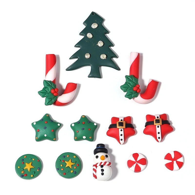

5/20Pcs Multiple Styles And Sizes Are Available Christmas Style Soft Pottery Polymer Clay Pendant Decorative Accessories