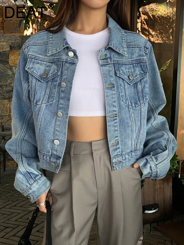 DEAT Fashion Women's Denim Jackets Lapel Long Sleeves Single Breasted Patchwork Retro Short Coat Lady Autumn 2023 New 7AB864
DEAT Fashion Women's Denim Jackets Lapel Long Sleeves Single Breasted Patchwork Retro Short Coat Lady Autumn 2023 New 7AB864