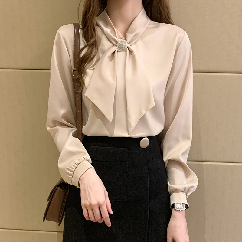 2022 New Autumn Women Blouse Office Lady Fashion Bow Lantern Long Sleeve Satin Shirt Woman Elegant Blouses
2022 New Autumn Women Blouse Office Lady Fashion Bow Lantern Long Sleeve Satin Shirt Woman Elegant Blouses