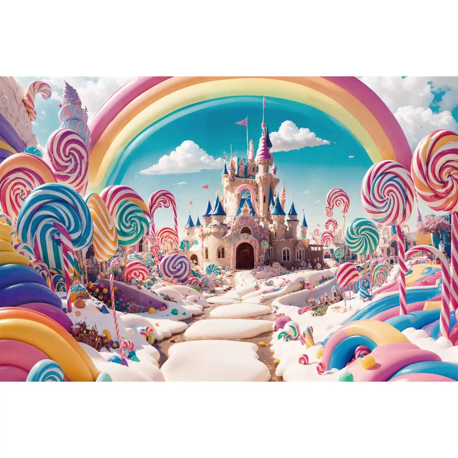 Rainbow Castle Candyland Photography Backdrops Decor Birthday Party Cream Lollipop Custom Kids Photo Backgrounds Banners
Rainbow Castle Candyland Photography Backdrops Decor Birthday Party Cream Lollipop Custom Kids Photo Backgrounds Banners