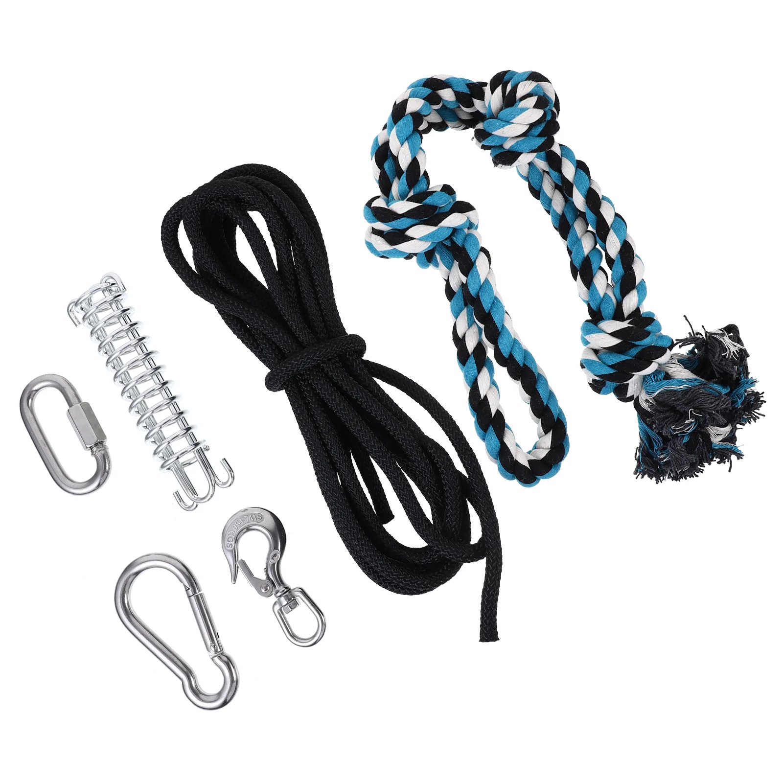 Pet Durable Stainless Steel Spring Pole Dog Rope Toys Hanging Exercise Rope Pull with 5M Black Ropes
Pet Durable Stainless Steel Spring Pole Dog Rope Toys Hanging Exercise Rope Pull with 5M Black Ropes