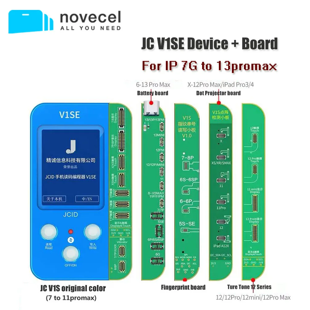 

JC V1SE LCD Screen True Tone Programmer for iPhone 7 to 13pro max Battery Fingerprint Battery Dot Matrix Read Write Repair Tools