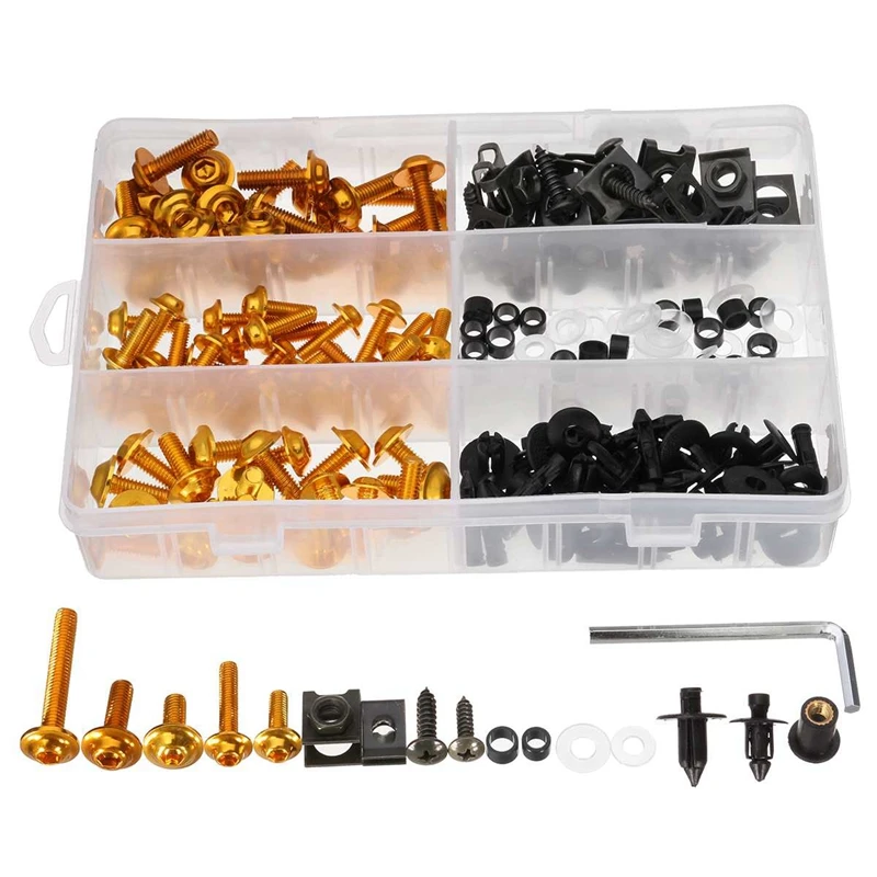 198Pcs Universal Motorcycle Fairing Bolt Screw Fastener Fixation for Honda Yamaha Kawasaki Suzuki Mounting Kits
198Pcs Universal Motorcycle Fairing Bolt Screw Fastener Fixation for Honda Yamaha Kawasaki Suzuki Mounting Kits