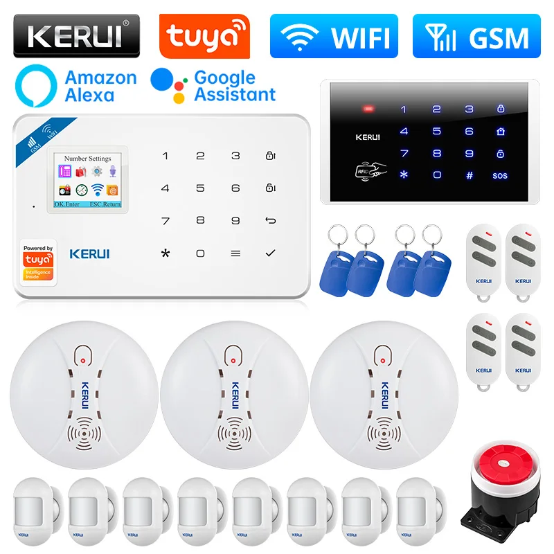 

KERUI W181 Alarm System for Home WIFI GSM Alarm Kit Support Alexa Tuya Smart Motion Sensor Detector Siren RFID Tag