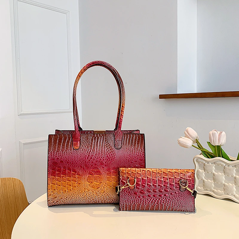 

Luxury Designer Leather Women's Shoulder Bag Famous Brand Handbag Composite Business Crossbody Bag Ladies Crocodile Print Totes