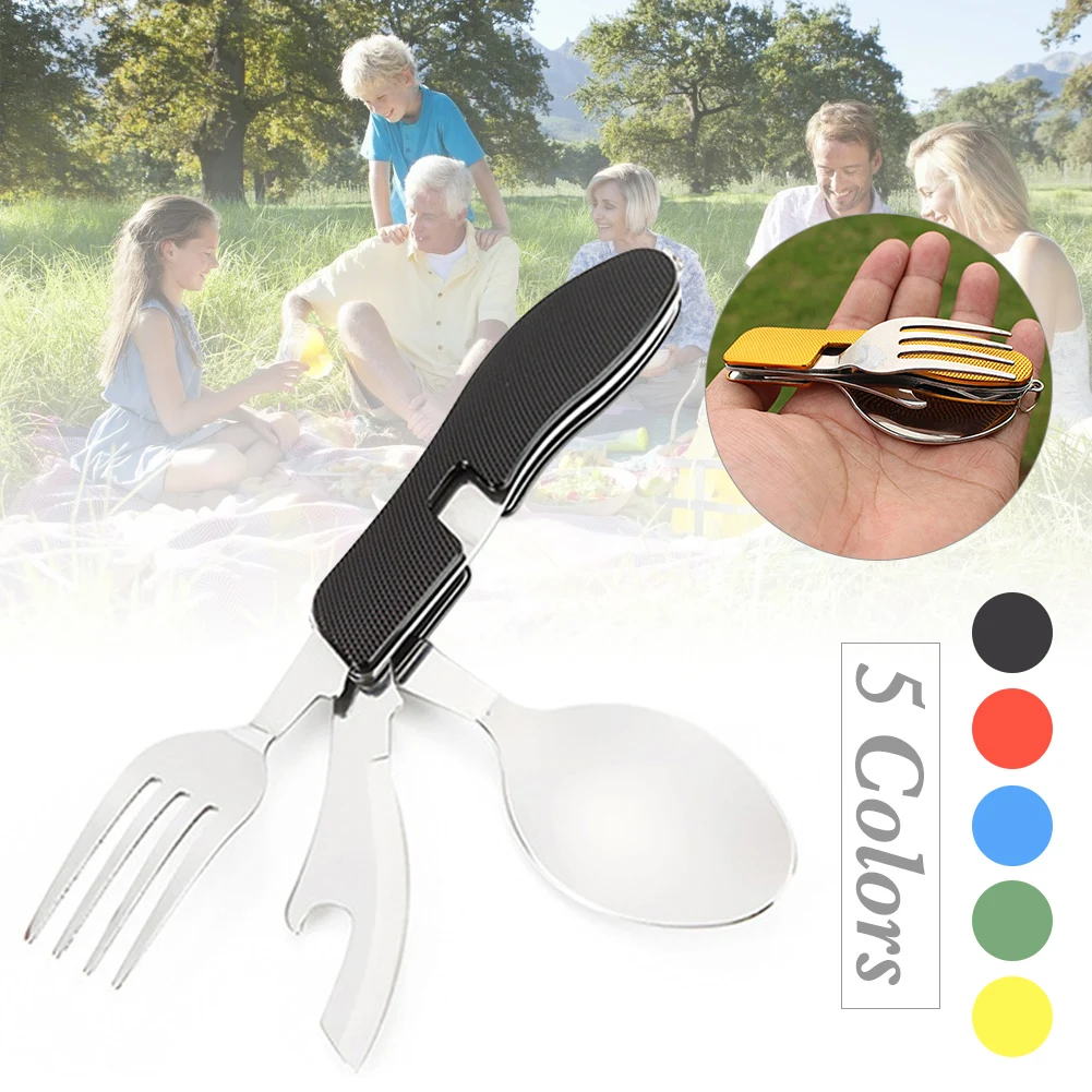4 In 1 Outdoor Tableware Fork Scoop Knife Bottle Opener Camping Stainless Steel Folding Pocket Kits Dinnerware Sets
4 In 1 Outdoor Tableware Fork Scoop Knife Bottle Opener Camping Stainless Steel Folding Pocket Kits Dinnerware Sets