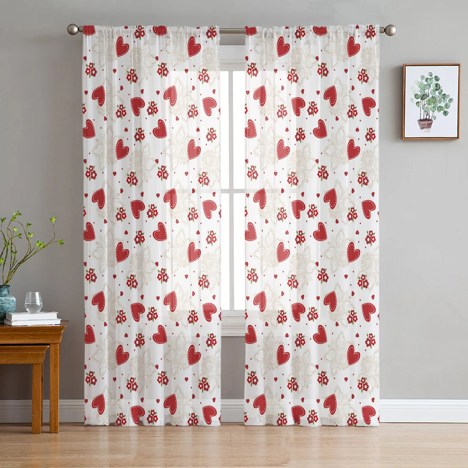 Red Love Flower Pattern Sheer Curtains for Living Room Voile Curtain Bedroom Bathroom Tulle Curtains Window Drapes 
Red Love Flower Pattern Sheer Curtains for Living Room Voile Curtain Bedroom Bathroom Tulle Curtains Window Drapes