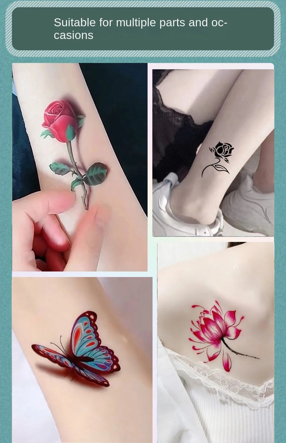 40pcs 3D Butterfly Tattoos Sticker for Women Temporary Body Art Tattoo Sticker Rose Flower Feather Tattoo lady Waterproof
40pcs 3D Butterfly Tattoos Sticker for Women Temporary Body Art Tattoo Sticker Rose Flower Feather Tattoo lady Waterproof