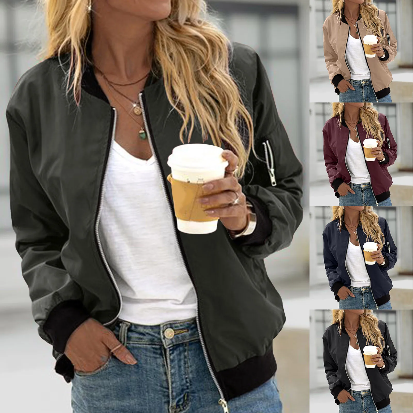 Women Zipper Bomber Jacket Spring Autumn V Neck Long Sleeve Slim Office Coat Retro Outwear Elegant Female Windproof Streetwear
Women Zipper Bomber Jacket Spring Autumn V Neck Long Sleeve Slim Office Coat Retro Outwear Elegant Female Windproof Streetwear