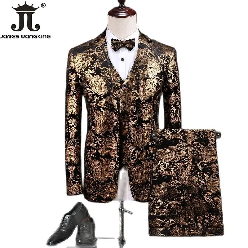 High-end Velveteen Brand Fashion Boutique Printing Gold Mens Business Suit 3 Pcs Sets Stage Costume ( Jacket + Vest + Pants )
High-end Velveteen Brand Fashion Boutique Printing Gold Mens Business Suit 3 Pcs Sets Stage Costume ( Jacket + Vest + Pants )