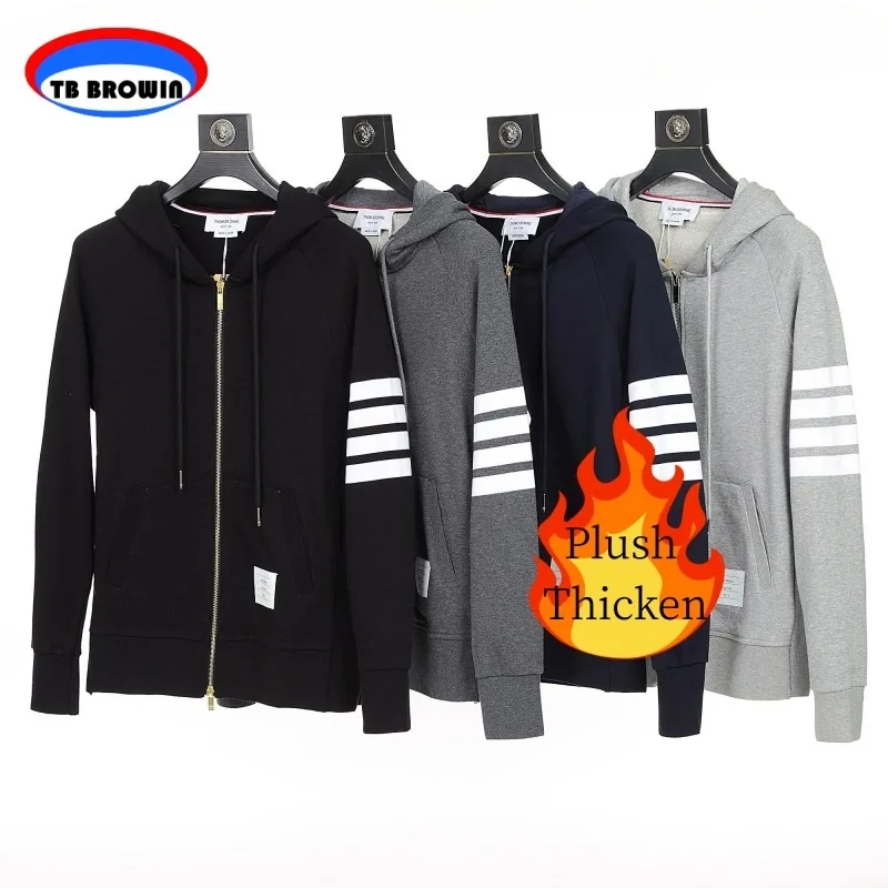 TB BROWIN Thom Men's Hoodie Plush Thickened Long Sleeve Coat Autumn Winter Fashion Four Bar Stripe Double Zipper Streetwear 2023
TB BROWIN Thom Men's Hoodie Plush Thickened Long Sleeve Coat Autumn Winter Fashion Four Bar Stripe Double Zipper Streetwear 2023