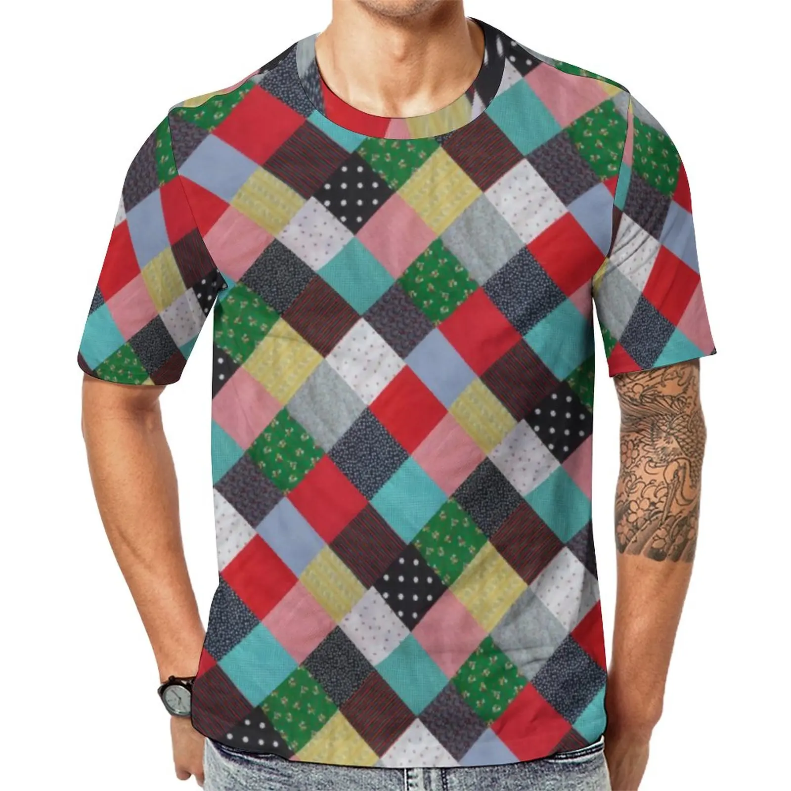 Squares Of Patchwork T Shirt Men Colorful Vintage Pattern Y2K T-Shirts Summer Trending Tees Short Sleeve Print Big Size Clothing
Squares Of Patchwork T Shirt Men Colorful Vintage Pattern Y2K T-Shirts Summer Trending Tees Short Sleeve Print Big Size Clothing