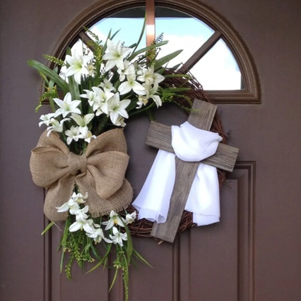Easter Wreath With Cross Burlap Bow Rustic Rattan Wreath Spring Decoration DIY Easter Front Door Wall Wreath Decoration
Easter Wreath With Cross Burlap Bow Rustic Rattan Wreath Spring Decoration DIY Easter Front Door Wall Wreath Decoration