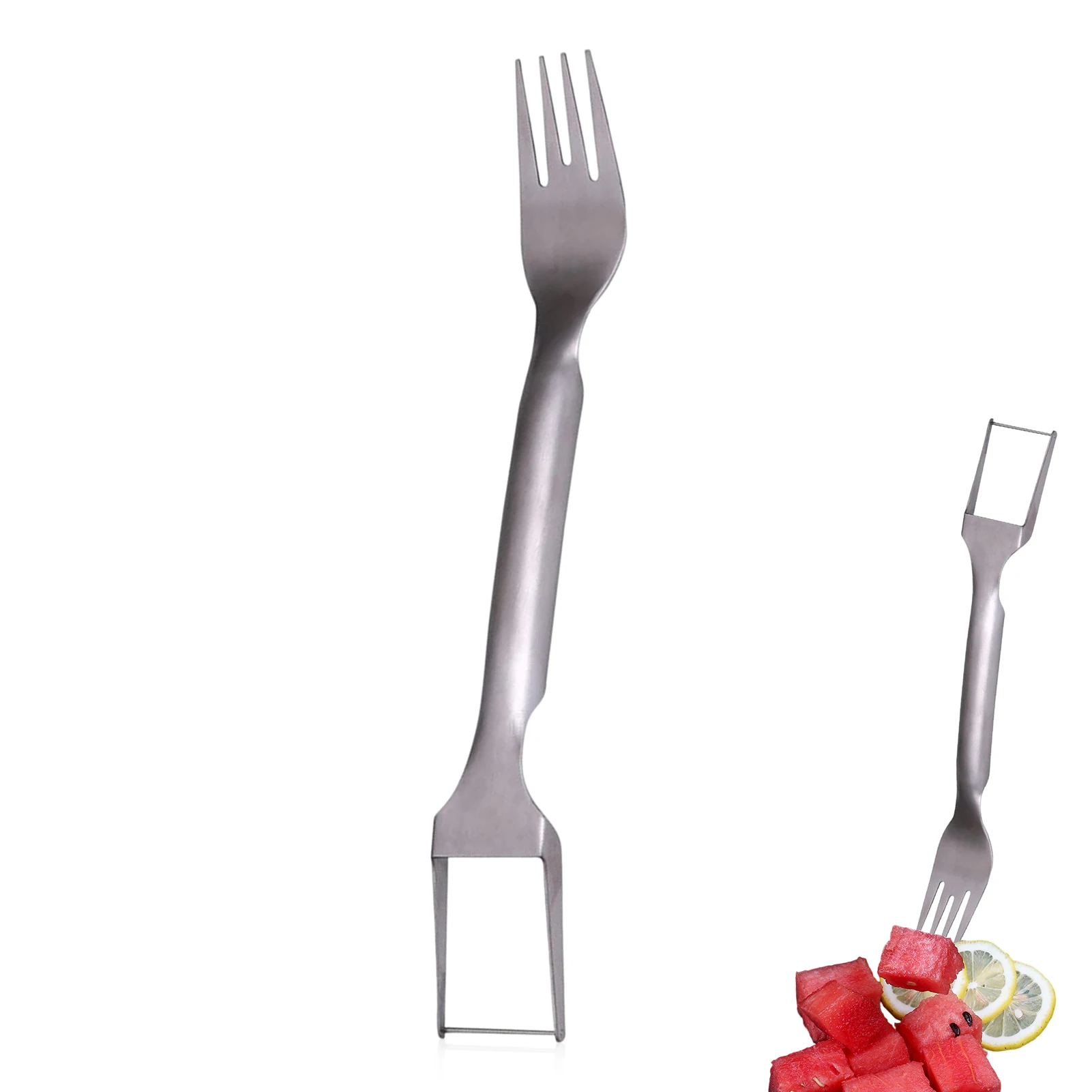Multi Purpose Easy Clean Stainless Steel Watermelon Fork Slicer Handheld 2 In 1 Home Fruit Tool Kitchen Gadget Melon Cutter
Multi Purpose Easy Clean Stainless Steel Watermelon Fork Slicer Handheld 2 In 1 Home Fruit Tool Kitchen Gadget Melon Cutter