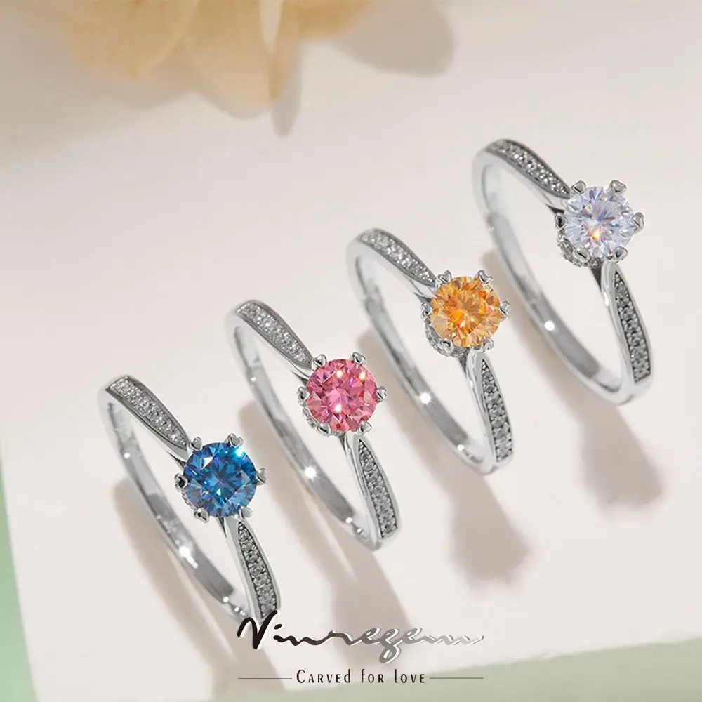 Vinregem 925 Sterling Silver White Gold 5MM Colorful Moissanite Pass Test Diamond Wedding Engagement Ring for Women Dropshipping
Vinregem 925 Sterling Silver White Gold 5MM Colorful Moissanite Pass Test Diamond Wedding Engagement Ring for Women Dropshipping