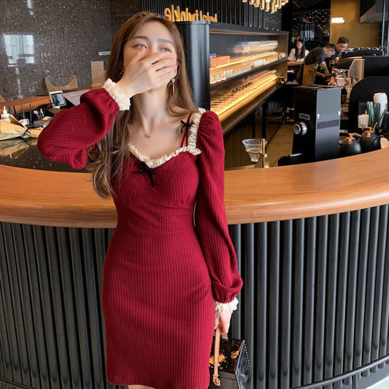 Dresses Sweet A-line Square Collar Autumn Streetwear Long Sleeve Women Bow Lace Patchwork Elegance Skinny Mini Dress
Dresses Sweet A-line Square Collar Autumn Streetwear Long Sleeve Women Bow Lace Patchwork Elegance Skinny Mini Dress