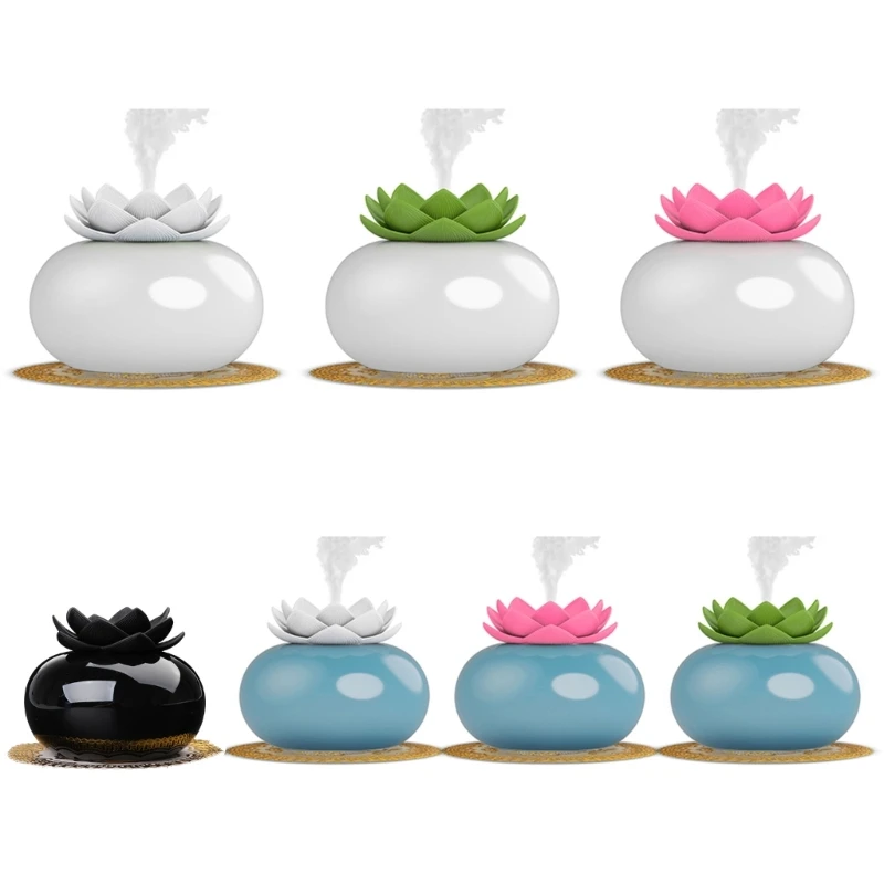 

Ceramic Essential Oil Diffuser,Personal Humidifiers Small for Office Desk,Cute Lotus USB Cool Mist Humidifier Ultrasonic,7 Color