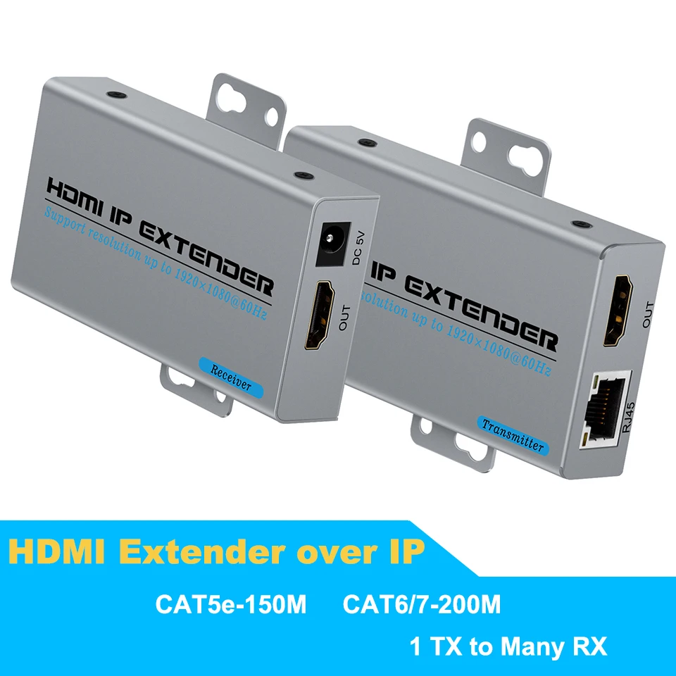 HDMI Extender Over IP Via Cat5e/6 Cable Up to 200M One-to-Many Transmission Over Ethernet Switch Full HD 1080P@60Hz Video
HDMI Extender Over IP Via Cat5e/6 Cable Up to 200M One-to-Many Transmission Over Ethernet Switch Full HD 1080P@60Hz Video