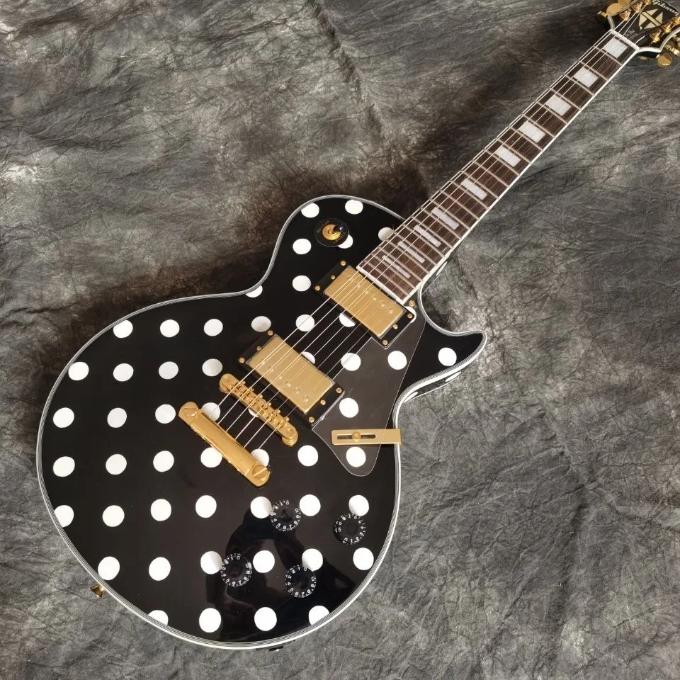Oem 6 String Electric Guitar Black And White Dot Glossy Finish Gold Hardware Free Delivery
Oem 6 String Electric Guitar Black And White Dot Glossy Finish Gold Hardware Free Delivery
