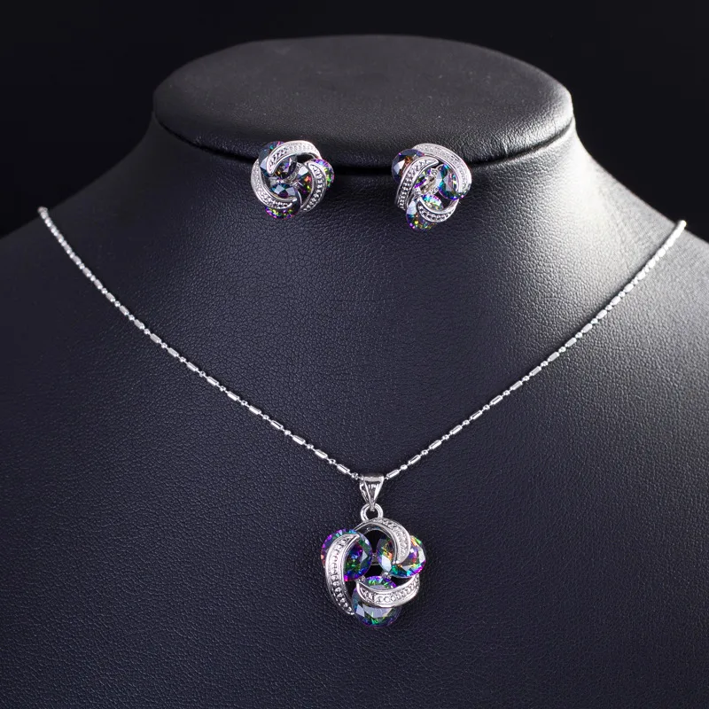 New Fashion Round Cut Natural Rainbow Fire Mystic Crystal Earrings And Necklace Jewelry Sets for Women
New Fashion Round Cut Natural Rainbow Fire Mystic Crystal Earrings And Necklace Jewelry Sets for Women