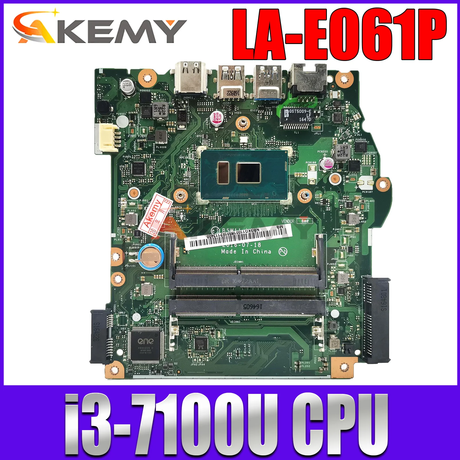 

Mainboard For ACER Aspire ES1-572 i3-7100U Laptop motherboard LA-E061P SR2ZW DDR4 Tested OK