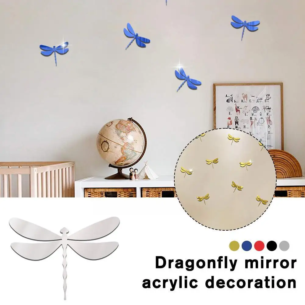 

Dragonfly mirror acrylic decoration 3d three-dimensional paste home layout self-adhesive living room bedroom removable wall C3U5