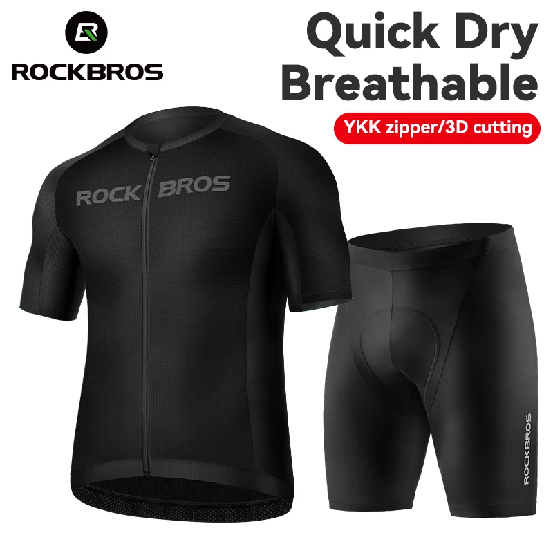 

ROCKBROS Bicycle Jersey Set Polyester Elastane Polyamide Fiber Foam Cushion Shock Absorption Summer Short Sleeve Cycling Suits