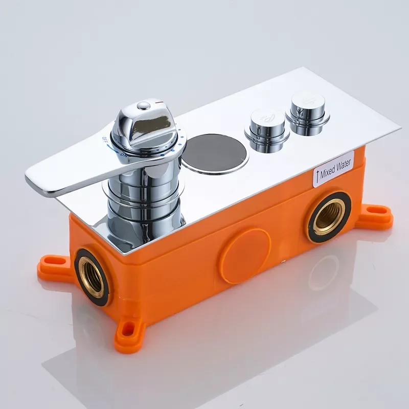 Chrome Thermostatic Shower Control Valve Bathroom Concealed Brass Mixing Valve Wall Mount 2 Ways Pre-Box Shower Panel Control 
Chrome Thermostatic Shower Control Valve Bathroom Concealed Brass Mixing Valve Wall Mount 2 Ways Pre-Box Shower Panel Control