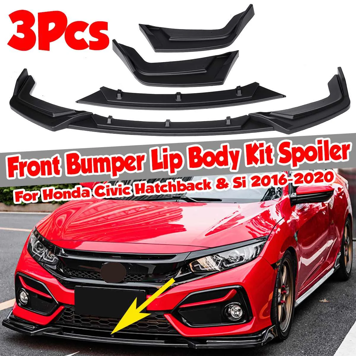 3Pcs Car Front Bumper Splitter Lip Diffuser Body Kit Spoiler Protector Cover Guard For Honda For Civic Hatchback & Si 2016-2020
3Pcs Car Front Bumper Splitter Lip Diffuser Body Kit Spoiler Protector Cover Guard For Honda For Civic Hatchback & Si 2016-2020