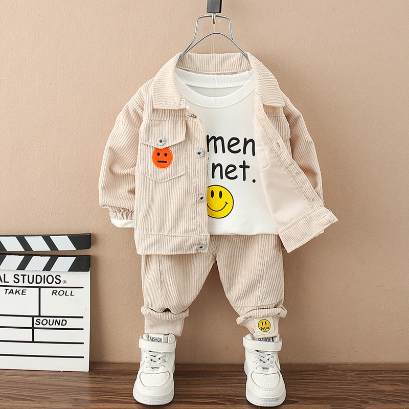 

Kids Corduroy Clothes Ropa Clothings Loungewear Baby Naipe Vetement Enfant Garcon Pant Zestawy 3 Pieces Sets Boys Roupas Hot