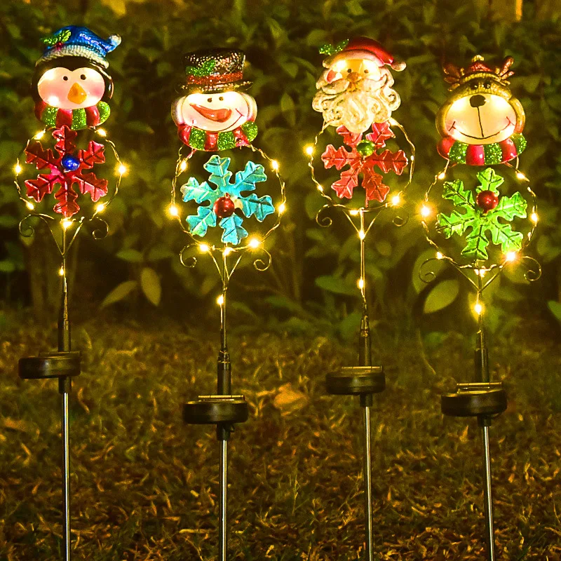 

Merry Christmas Solar LED Garden Light Yard Lawn Snowman Elk Penguin Santa Claus Night Lamp Landscape Home Outdoor Decoration