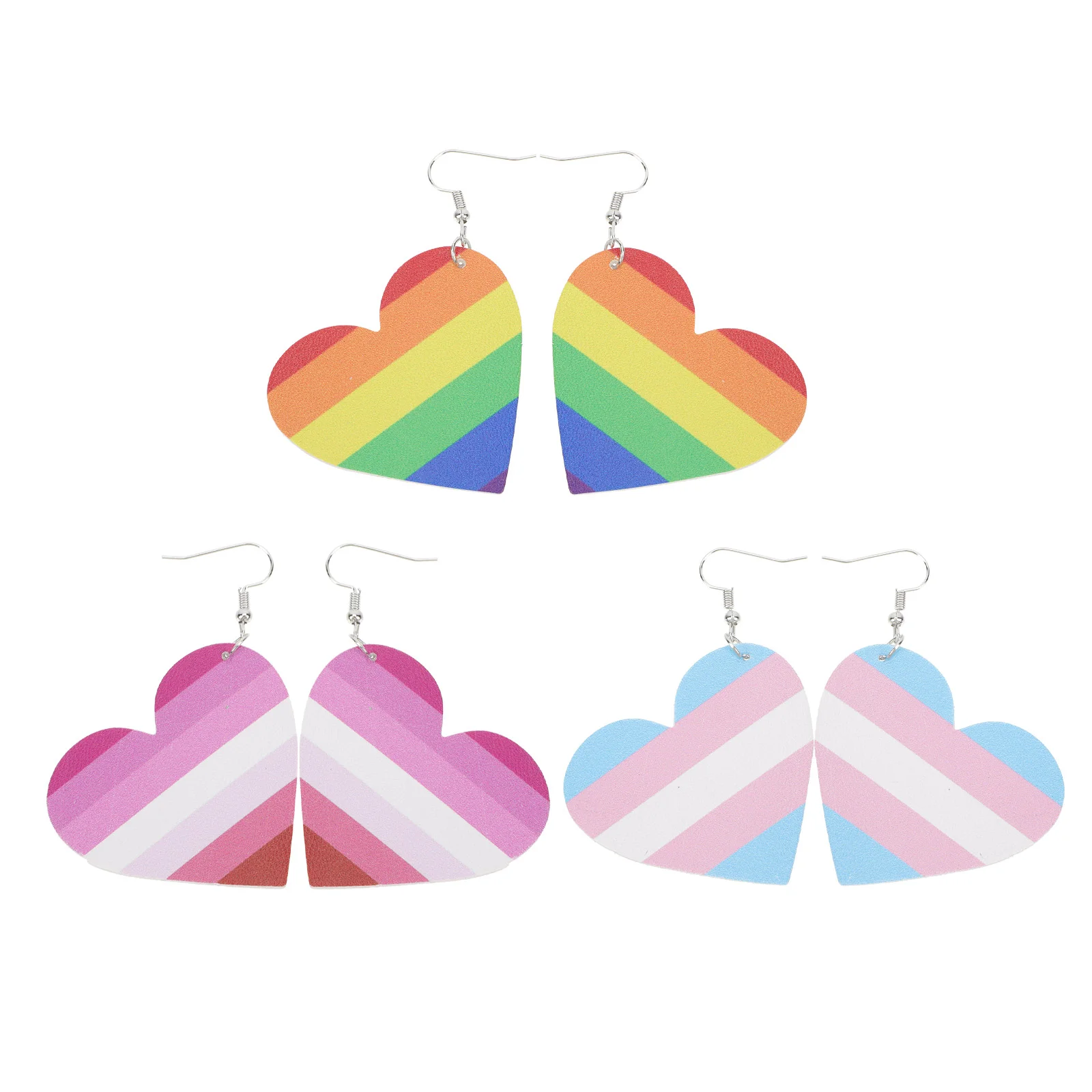 3 Pairs Ear Drops Rainbow Pattern Pendant Heart Dangle Earrings Fashion Accessory Stripes Teardrop Set
3 Pairs Ear Drops Rainbow Pattern Pendant Heart Dangle Earrings Fashion Accessory Stripes Teardrop Set