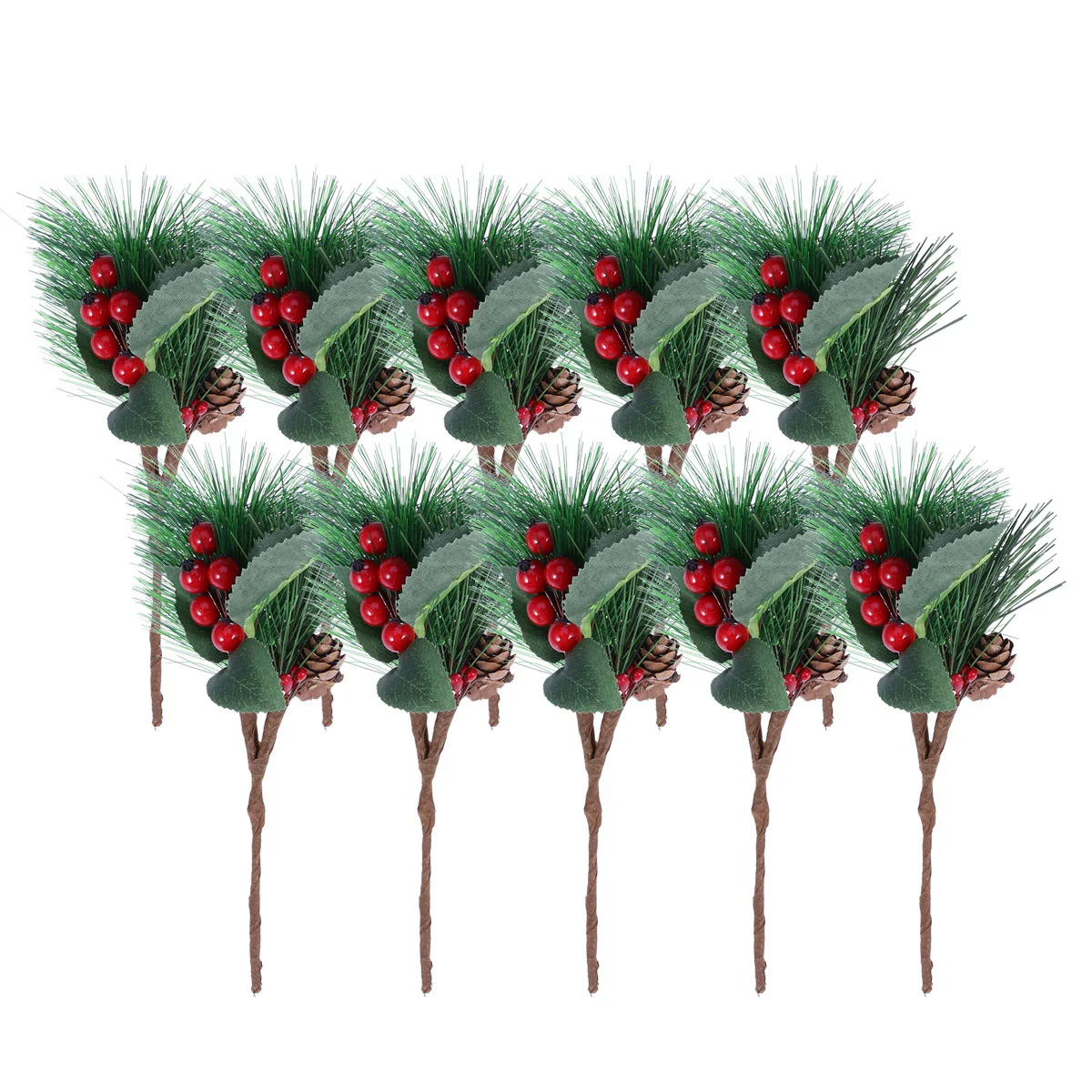 

10pcs Christmas Flower Wreath Artificial Berry Spray Pine Cones Pine Picks Pinecone Garland Pip Berry Stems