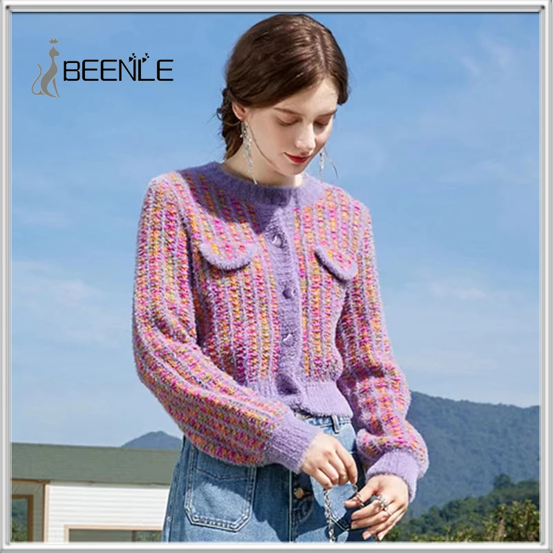 BEENLE Cardigan Spring Women Winter 2022 Purple Short Sweater Long Sleeve Retro French Coat Knitted Cardigan Pink Women's Jacket
BEENLE Cardigan Spring Women Winter 2022 Purple Short Sweater Long Sleeve Retro French Coat Knitted Cardigan Pink Women's Jacket