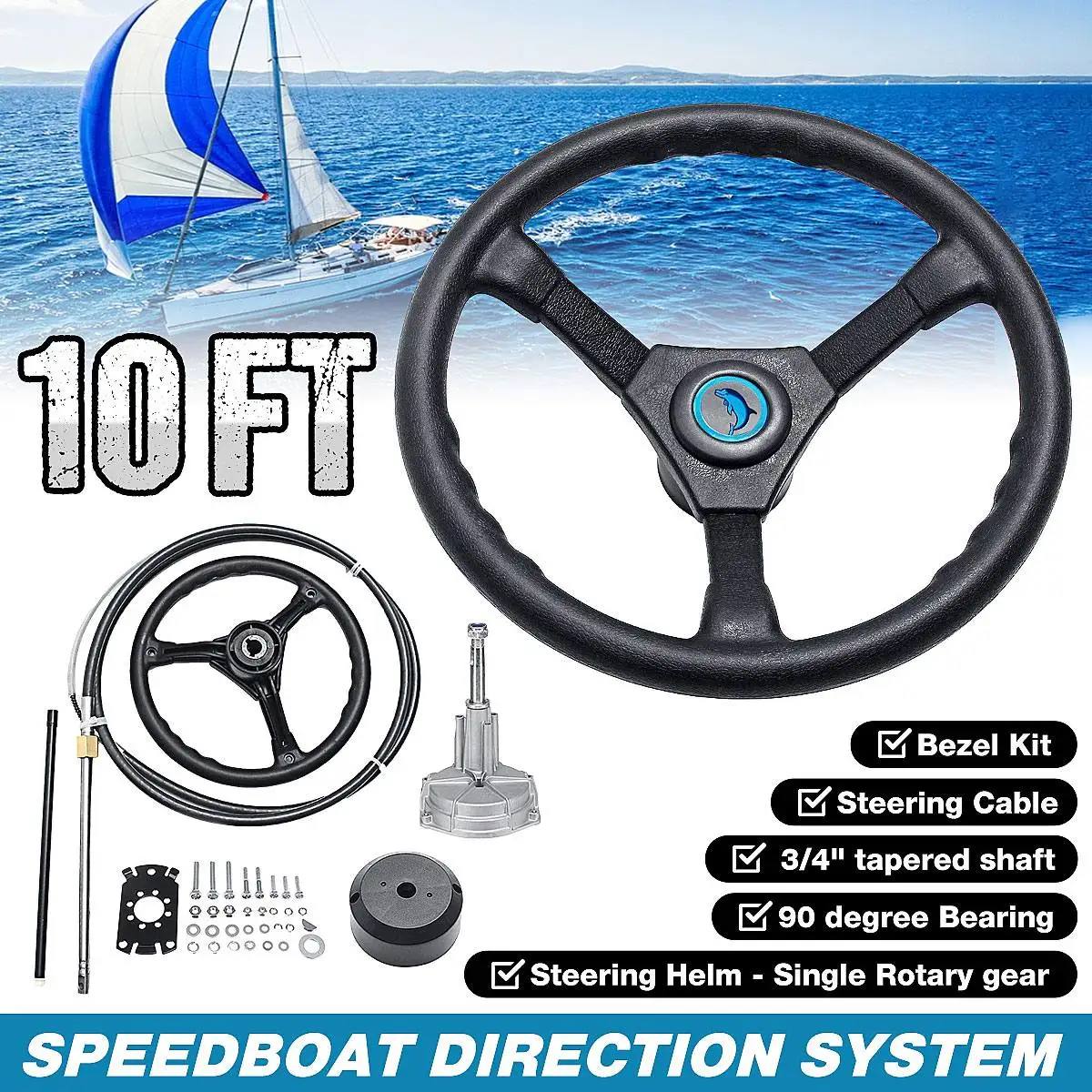 10FT Marine Boat Steering Wheel Engine Turbine Rotary Steering System Boat Mechanical Cable & Wheel Boat Accessories
10FT Marine Boat Steering Wheel Engine Turbine Rotary Steering System Boat Mechanical Cable & Wheel Boat Accessories