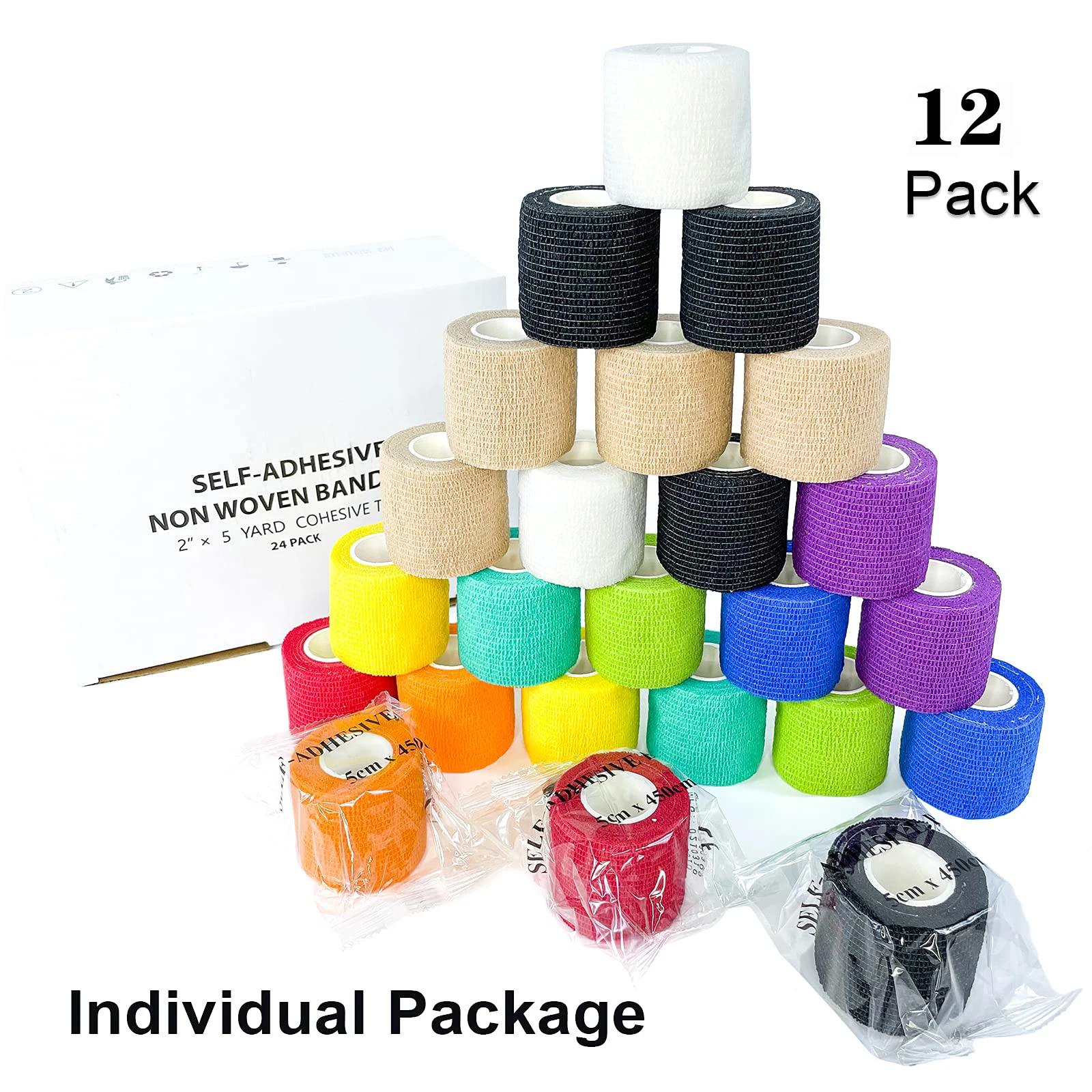12 Rolls Self Adhesive Bandage Athletic Elastic First Aid Tape for Sports Injuries Recovery Pet Vet Wrap 1/2/3/4 Inchx5 Yards
12 Rolls Self Adhesive Bandage Athletic Elastic First Aid Tape for Sports Injuries Recovery Pet Vet Wrap 1/2/3/4 Inchx5 Yards