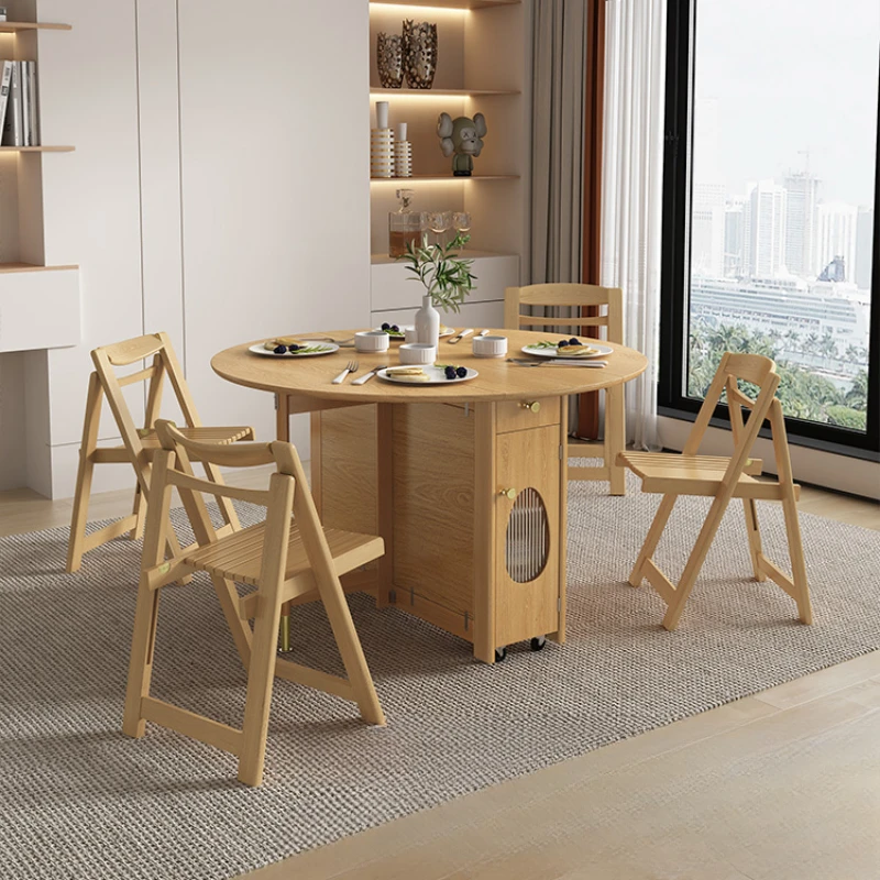 

Nordic Extendable Mobile Dinning Tables Folding Wood Restaurant Set Kitchen Dinning Tables Modern Mesa Plegable Home Furniture