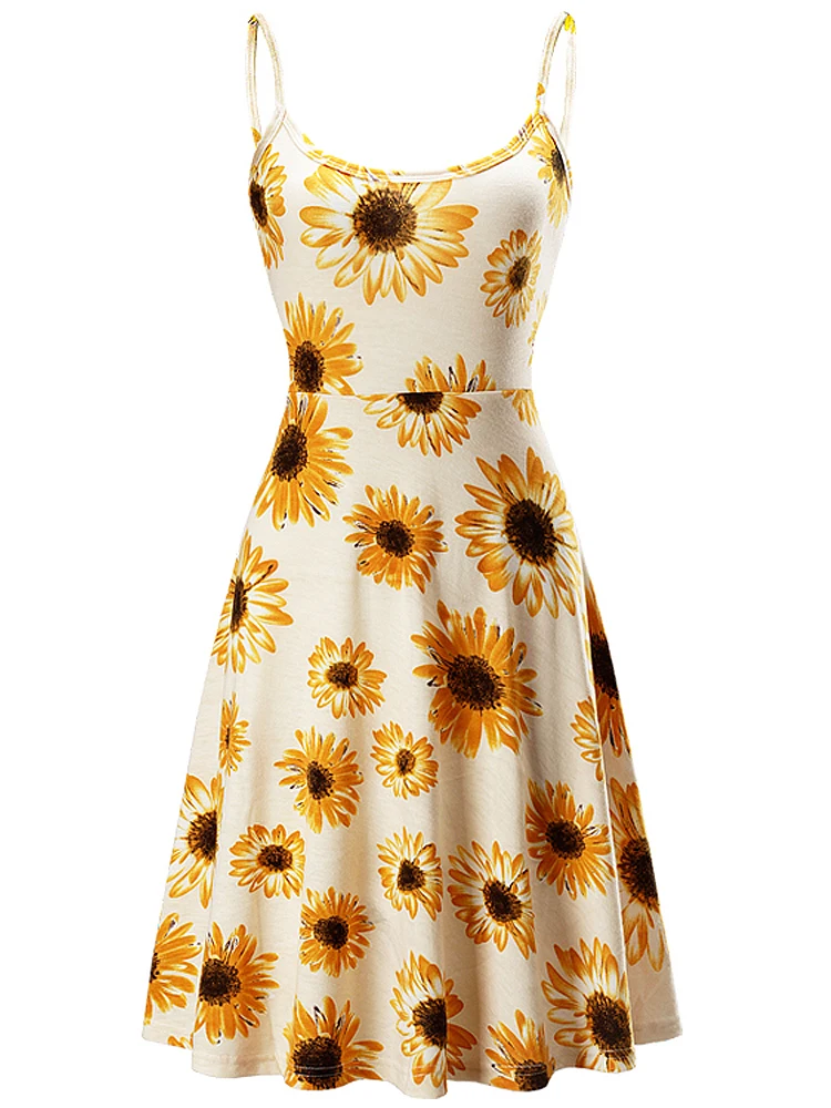 RISI Women’s Summer Casual Spaghetti Strap Floral Swing Midi Dresses RISI Women’s Summer Casual Spaghetti Strap Floral Swing Midi Dresses