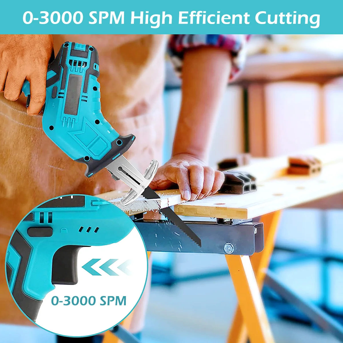 Cordless Reciprocating Saw 18V Adjustable Speed Chainsaw Wood Metal PVC Pipe Cutting Reciprocating Saw Power Tool Electric Saw
Cordless Reciprocating Saw 18V Adjustable Speed Chainsaw Wood Metal PVC Pipe Cutting Reciprocating Saw Power Tool Electric Saw