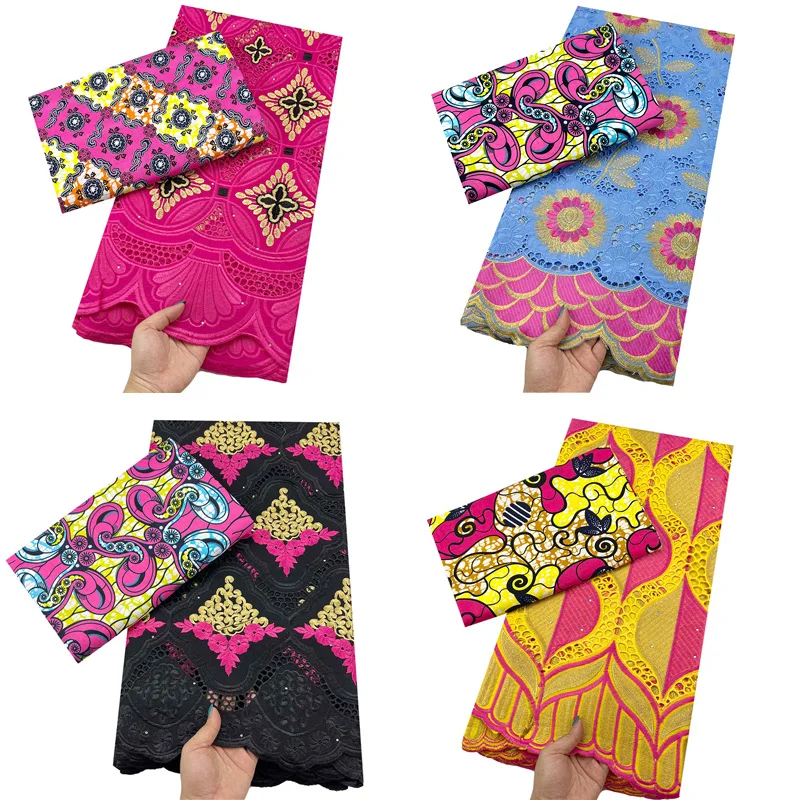 High Quality 100% cotton African Lace Fabric 2.5+3 Yards With Veritable Wax Ghana Style For Fashion Female Fabric
High Quality 100% cotton African Lace Fabric 2.5+3 Yards With Veritable Wax Ghana Style For Fashion Female Fabric