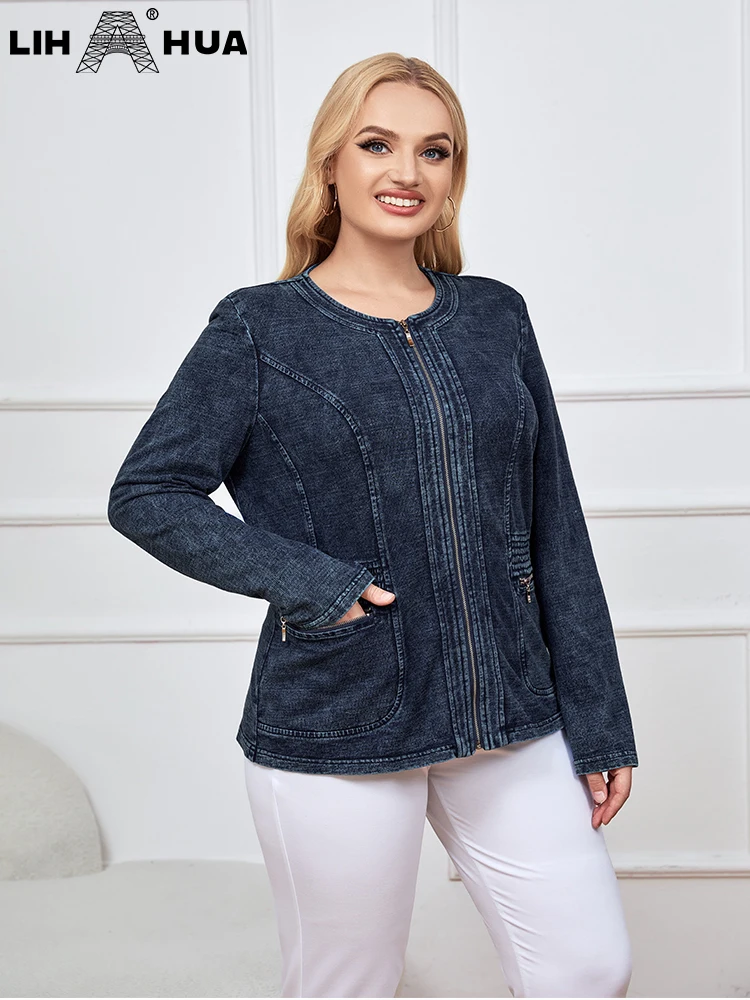 LIH HUA Women's Plus Size Denim Jacket Fall Long Sleeve Cotton Knit Casual Fashion Jacket
LIH HUA Women's Plus Size Denim Jacket Fall Long Sleeve Cotton Knit Casual Fashion Jacket