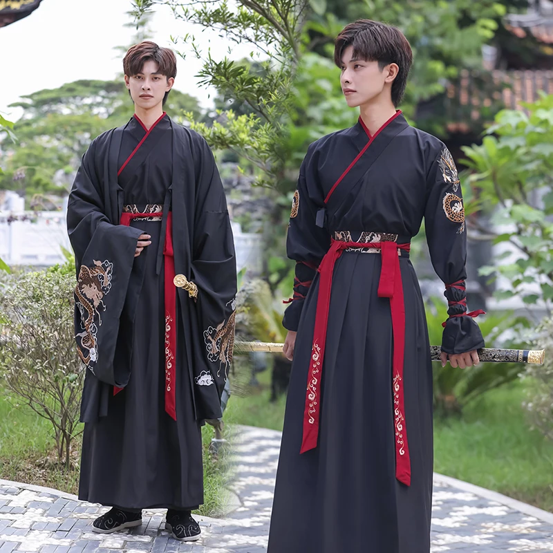 Chinese ancient costume hanfu kimono Chinese male cosplay costume big yards han dynasty black dragon robe cassock Halloween
Chinese ancient costume hanfu kimono Chinese male cosplay costume big yards han dynasty black dragon robe cassock Halloween