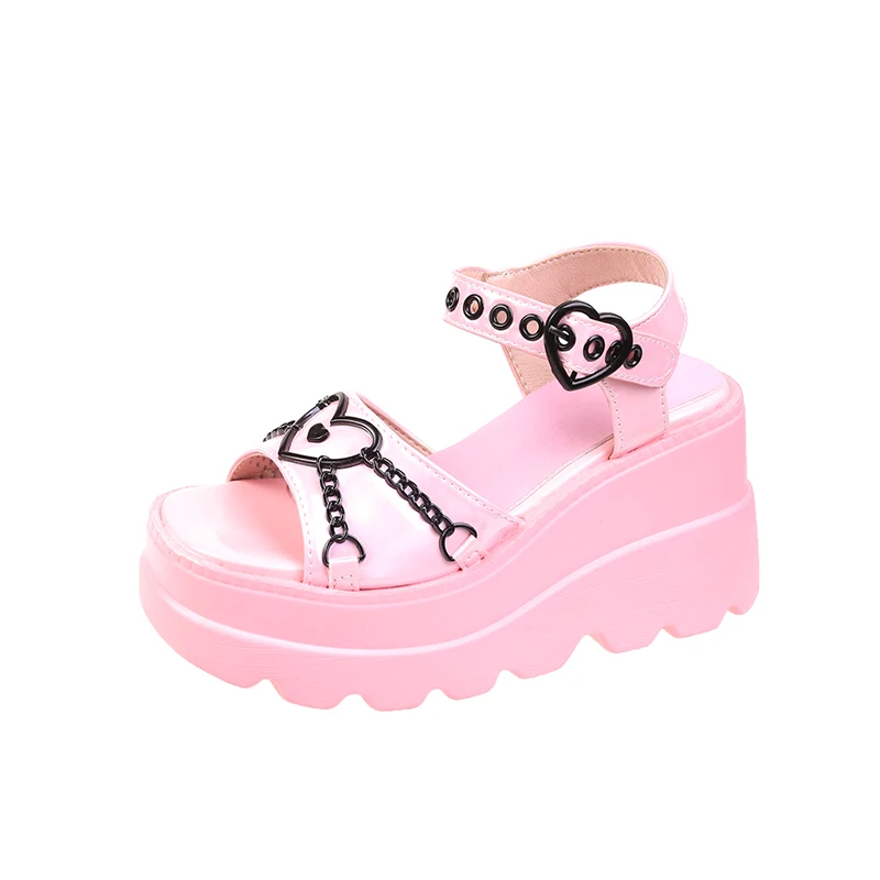 Women's Open Toe Sandals Solid Color Metal Heart Chain Stylish Trendy 2022 Summer Ankle Strap High Platform Wedge Heel Sandals
Women's Open Toe Sandals Solid Color Metal Heart Chain Stylish Trendy 2022 Summer Ankle Strap High Platform Wedge Heel Sandals