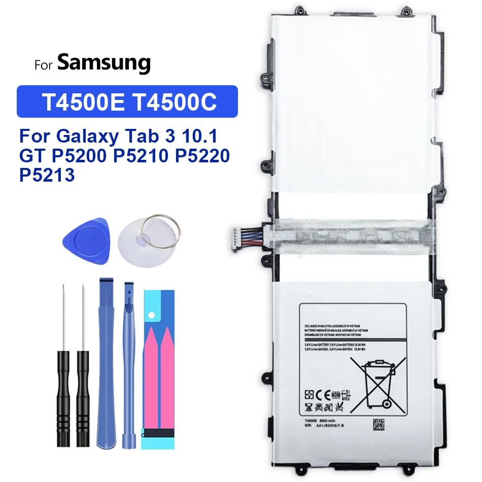 

Tablet Li-Polymer Battery For Samsung Galaxy Tab 3 Tab3 10.1 GT P5200 P5210 P5220 P5213 T4500E T4500C 6800mAh