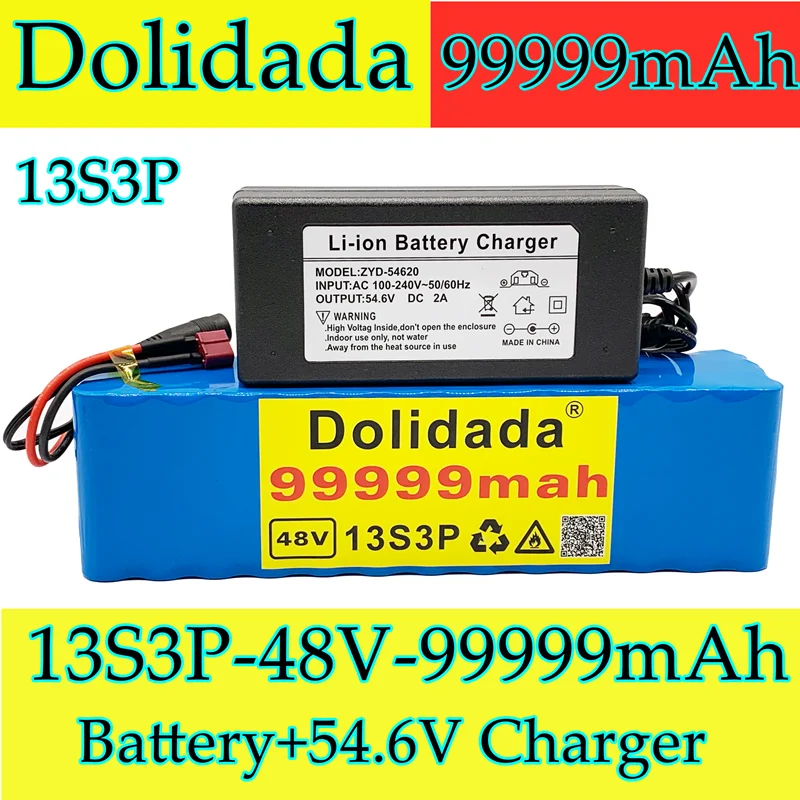 NEW 48V 99.999Ah 1000w 13S3P 48V 18650 Lithium ion Battery Pack For 54.6v E-bike Electric bicycle Scooter with BMS+Charger
NEW 48V 99.999Ah 1000w 13S3P 48V 18650 Lithium ion Battery Pack For 54.6v E-bike Electric bicycle Scooter with BMS+Charger